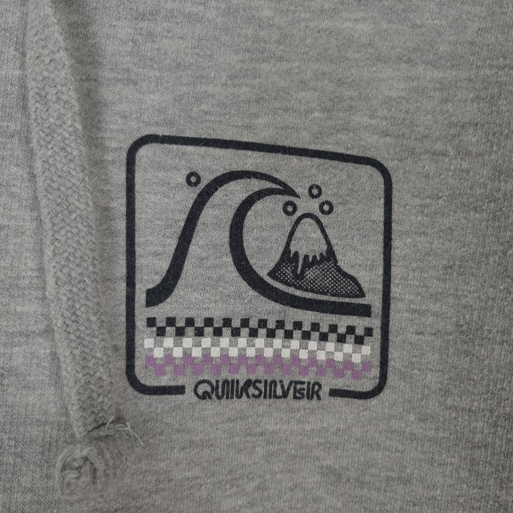 Quiksilver Hoodie Mens Large Gray Pullover Surf Graphic Logo Skate Streetwear - Picture 5 of 16